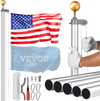 VEVOR 25FT Sectional Flag pole Kit, Heavy Duty Aluminum Alloy in Ground Flag poles for Outside, 3 Display Modes Flagpole with 3x5 American Flag, Professional Accessories, Silver