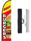 VEVOR Burger Restaurant Advertising Feather Flag with Pole Kit, Advertising Flags for Business Outside, Includes 1 Banner Flag, 1 Pole, 1 Ground Stake, Swooper Flag for Businesses 16.3 FT