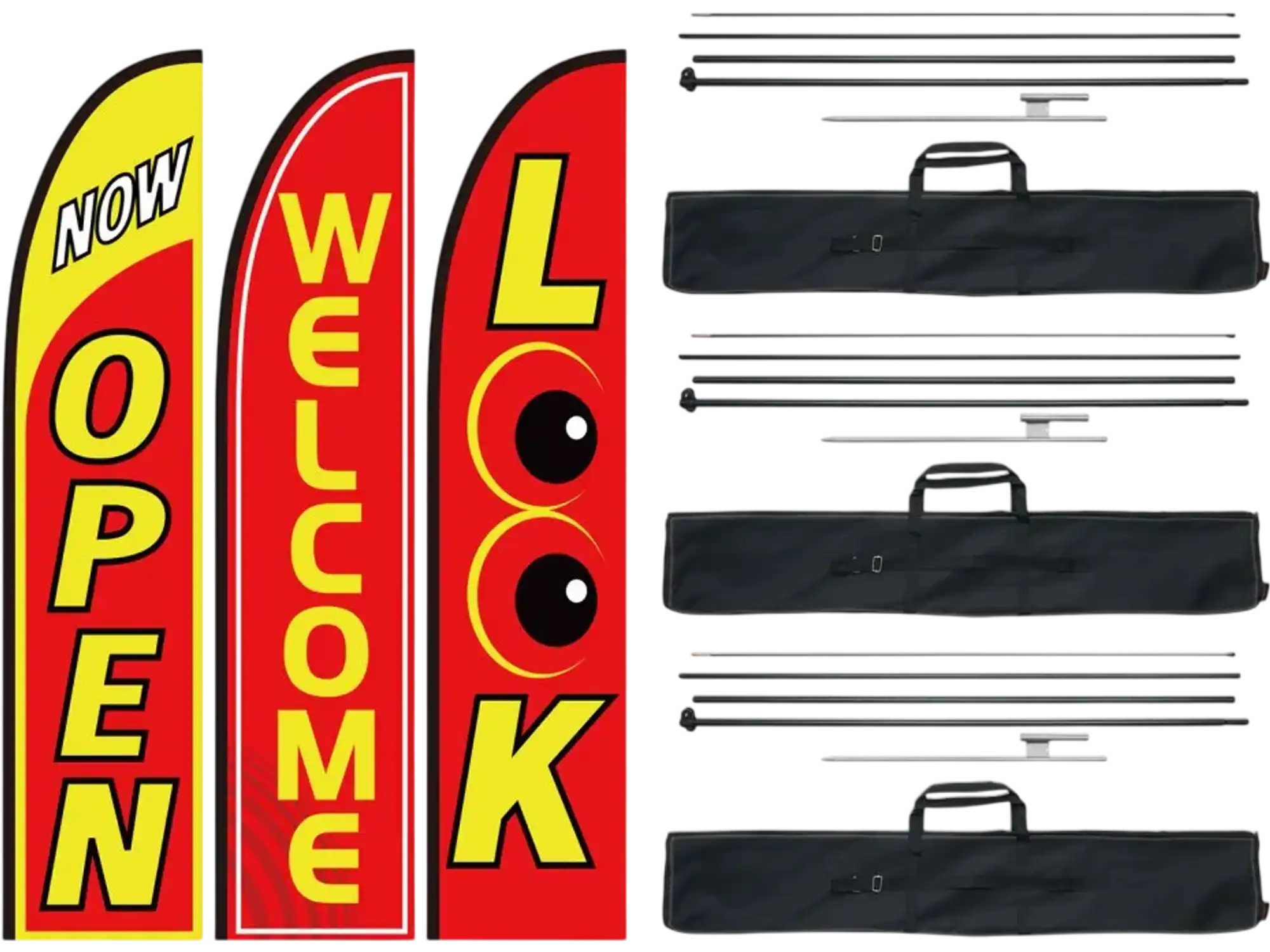 Vevor Advertising Feather Flag Kit Open Look Welcome 16.3' New