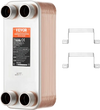 VEVOR Heat Exchanger, 5"x 12" 30 Plates Brazed Plate Heat Exchanger, Copper/316L Stainless Steel Water To Water Heat Exchanger For Floor Heating, Water Heating, Snow Melting, Beer Cooling