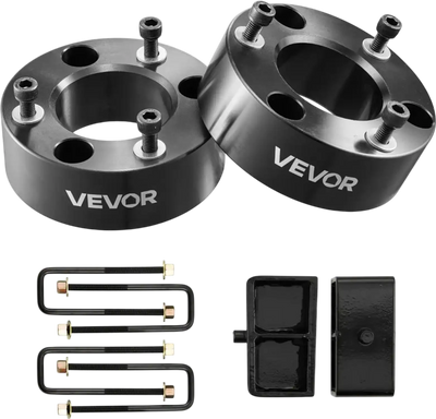 VEVOR 3 Inch Front and 2 Inch Rear Leveling Lift Kit for 2007-2023 Silverado 1500 2WD/4WD, 2007-2023 Sierra 1500 2WD/4WD, Chassis Level Kit with 2 Front Strut Spacers, 2 Rear Lift Blocks, 2 U-Bolts