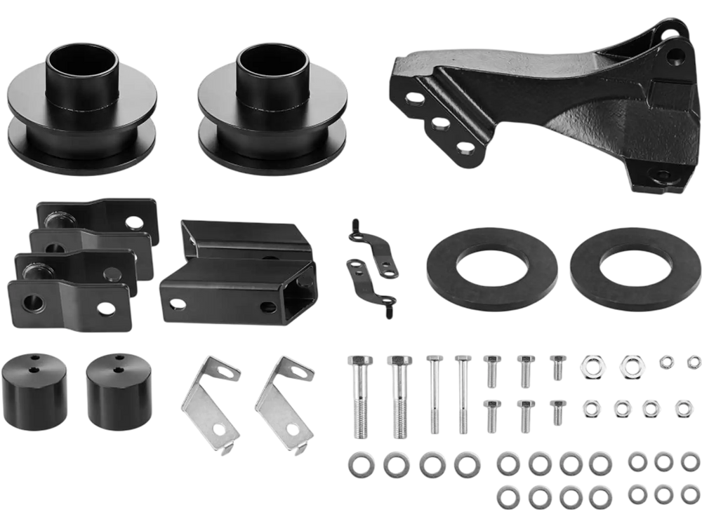 VEVOR 2.5 Inch Front Leveling Lift Kit for 2011-2023 Ford F250 F350 F450 Super Duty 4WD Models, Chassis Level Kit with Track Bar Relocation Bracket, Coil Spring Spacers, Isolators, Shock Extenders