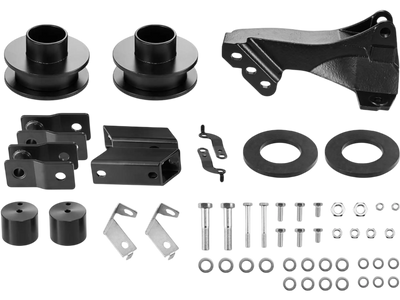 VEVOR 2.5 Inch Front Leveling Lift Kit for 2011-2023 Ford F250 F350 F450 Super Duty 4WD Models, Chassis Level Kit with Track Bar Relocation Bracket, Coil Spring Spacers, Isolators, Shock Extenders