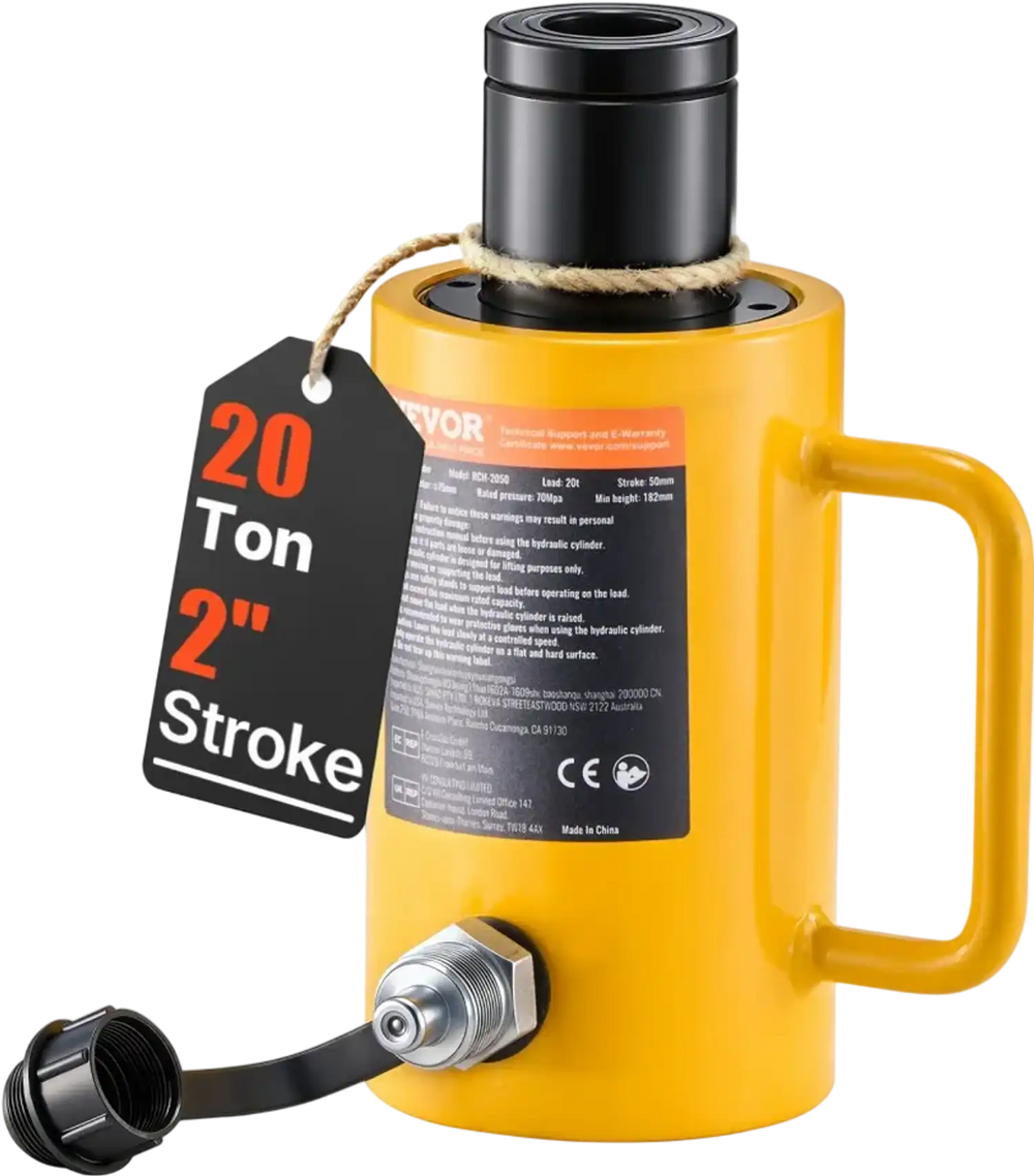 VEVOR 20T 2Inch Hydraulic Cylinder Jack Hollow Single Acting Hydraulic Ram Cylinder 50mm Hydraulic Lifting Cylinders (20T 2Inch Hollow)