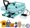 VEVOR Hybrid Heat Press, 15 x 15 inch, 5-in-1 Multifunction, Heat Up Fast and Even, All-New Patented Design, Easy to Control, Sublimation Press Machine for T-shirts/Tumblers/Caps/Plates, Light Green