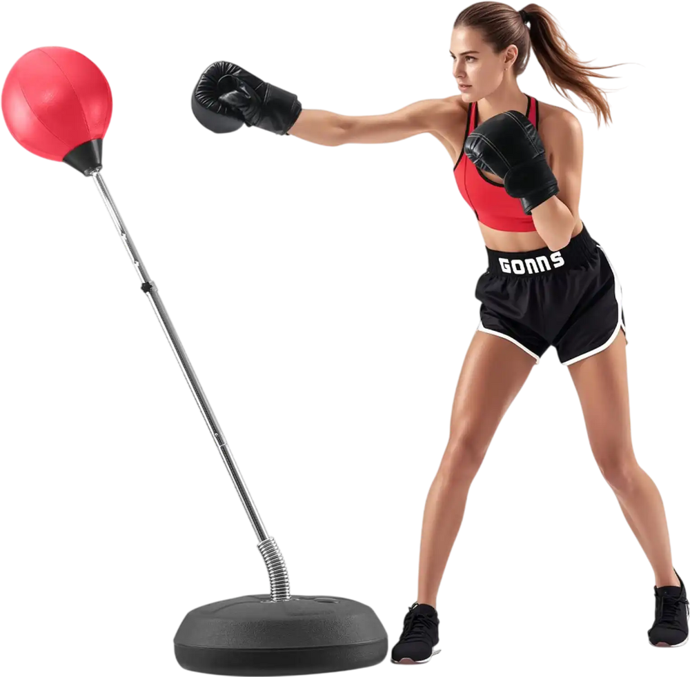VEVOR Punching Bag, Reflex Boxing Bag for Kids & Adults, Height Adjustable Free Standing Strike Bag Set with Boxing Gloves & Stand, Workout Speed Bag for Home Gym Training, Stress Relief & Fitness