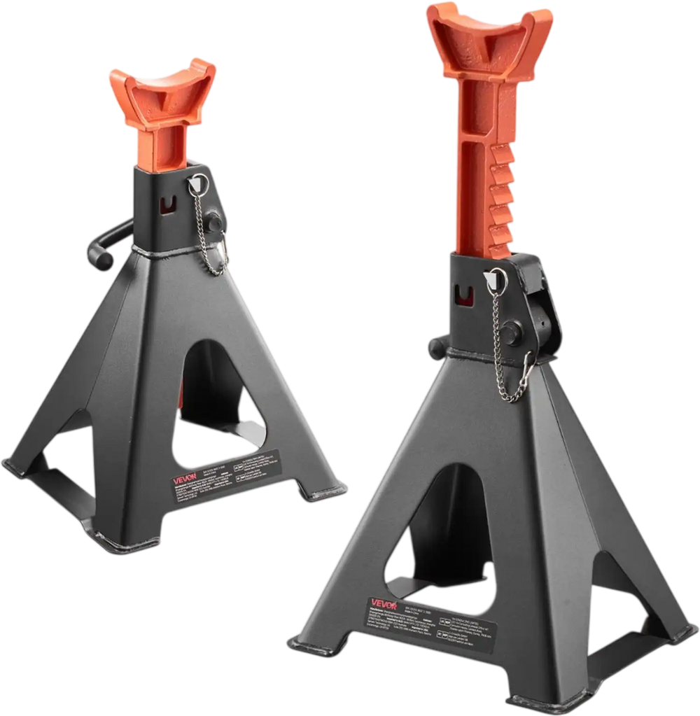 VEVOR Jack Stands, 6 Ton (13,000 lbs) Capacity, 14.6-22.8 in Adjustable Height, Heavy Duty Steel Jack Auto Stands with Double Locking, for Lifting RV, Small Truck, Car, SUV, 1 Pair, Black and Orange