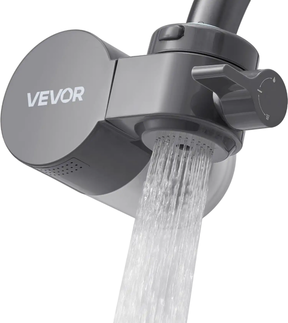 VEVOR Faucet Mount Water Filter, Horizontal Water Purifier for Sink Tap, Carbon Fiber Filters, Removes Chlorine Lead with 1 Filter, Fits Most Kitchen or Bathroom Faucets, Gray