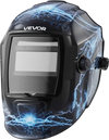 VEVOR Welding Helmet Auto Darkening, 3.66" x 1.69" True Color Welding Hood, Solar Powered Welder Mask 2 Arc Sensors, Shade 4/9-13 for TIG MIG ARC Weld Grinding - CRIUS Series (Blue Lightning Pattern)
