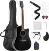 VEVOR Cutway Acoustic Guitar, 41 in, 6-String Black Solid Spruce Top Guitar, Beginner Bundle with Gig Bag, Tuner, Strap, Strings, Picks, Capo, Rosewood Fingerboard, for Adult Fingerstyle Solo Jazz