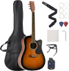 VEVOR 41 in Cutway Acoustic Guitar, 6-String, Sunburst Solid Spruce Top Guitar, Beginner Bundle with Gig Bag, Tuner, Strap, Steel Strings, Picks, Capo, Rosewood Fingerboard, for Fingerstyle Solo Jazz