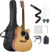 VEVOR Cutway Acoustic Guitar, 41 in, 6-String, Natural Solid Spruce Top Guitar, Beginner Bundle with Gig Bag, Tuner, Strap, Steel Strings, Picks, Capo, Rosewood Fingerboard, for Fingerstyle Solo Jazz