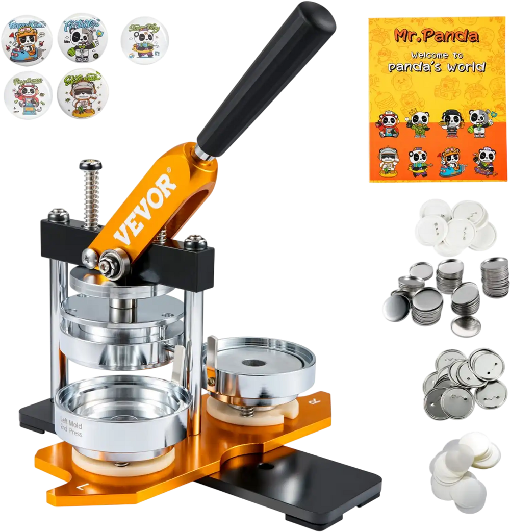 VEVOR Button Maker Machine, 75 mm (3 inch) Badge Punch Press Kit, Children DIY Gifts Pin Maker, Button Making Supplies with 100pcs Button Parts & Circle Cutter & Magic Book