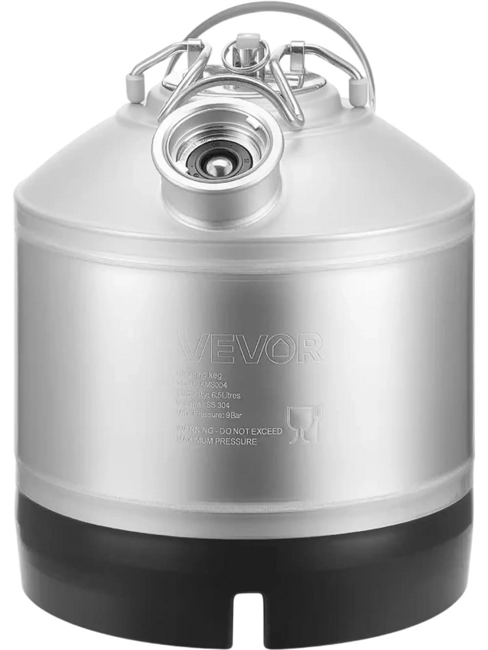 VEVOR Cleaning Keg, 1.75 Gallon/6.5L Keg Line Cleaning Kit with D Coupler Connection & Rubber Base, Beer Lines Cleaner Used for Beer Line Cleaning, 304Stainless Steel Kegerator Beers Lines Cleaner Kit