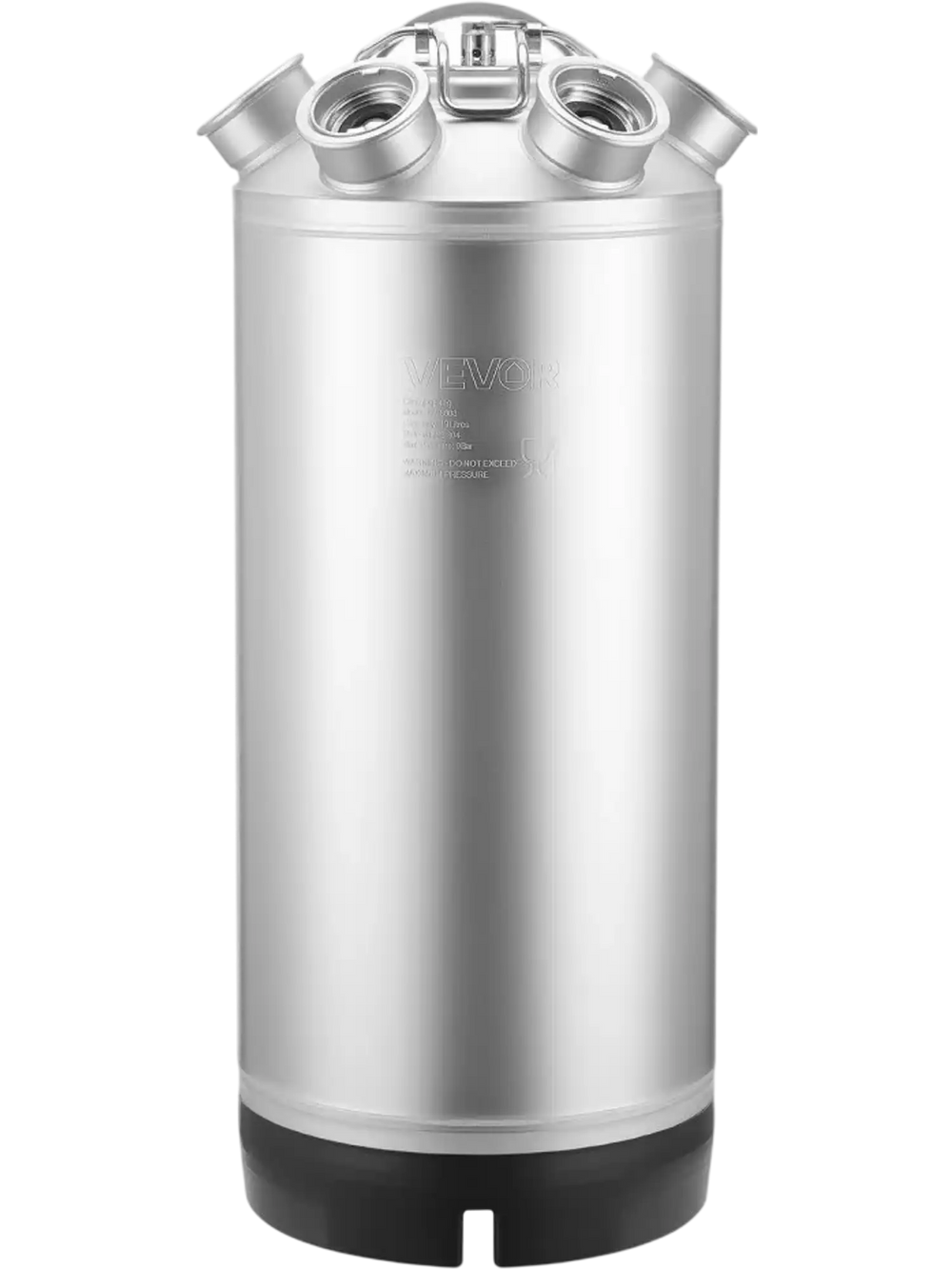 VEVOR Cleaning Keg, 5 Gallon/19L Keg Line Cleaning Kit with 4 D Coupler Connections & Rubber Base, Beer Lines Cleaner Used for Beer Line Cleaning, 304 Stainless Steel Kegerator Beers Lines Cleaner Kit