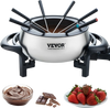 VEVOR Electric Fondue Pot Set for Cheese & Chocolate, 3 Quart Chocolate Melting Warmer, Stainless Steel Fondue Maker with Temperature Control and 8 Forks, for Hors d'Oeuvres, Entrees, and Desserts