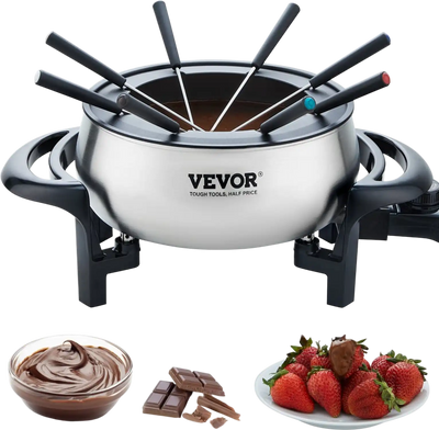 Vevor Fondue Pot Electric 3 qt Cheese & Chocolate Melting Warmer with Temperature Control and 8 Forks New