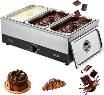 Vevor Chocolate Melting Machine 3 Tanks 27 lbs Commercial Melter 1200W New