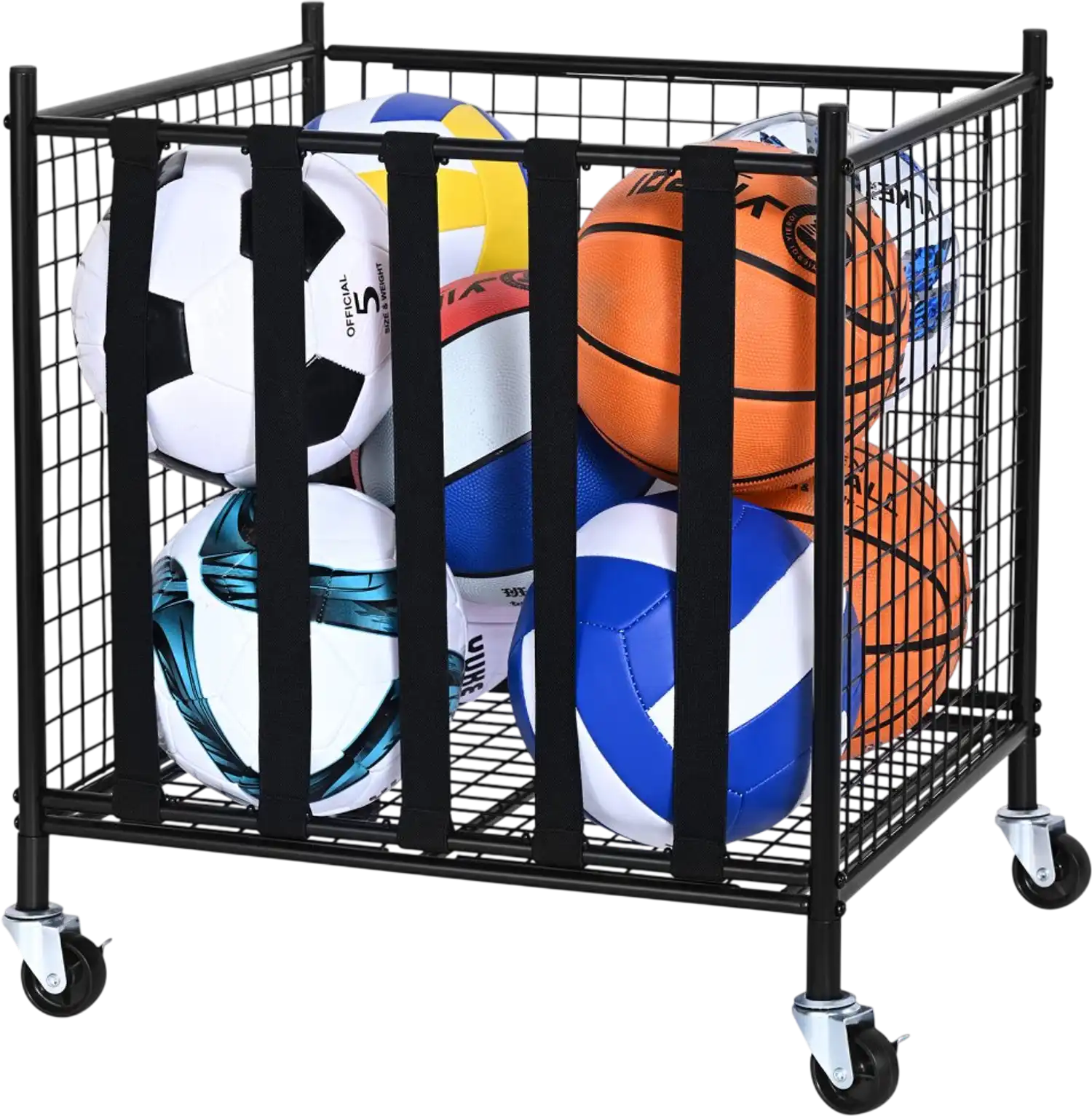 Vevor Sports Ball Storage Cart Rolling Lockable Basketball Cage New