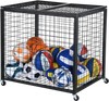 VEVOR Rolling Sports Ball Storage Cart, Basketball Cage with Double Lids, Sport Equipment Holder Organizer for Indoor Outdoor, Steel Storage Rack for Garages, Playgroup, Gym and Schools
