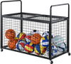 VEVOR Rolling Sports Ball Storage Cart, Lockable Basketball Cage with Double Lids, Sport Equipment Holder Organizer for Indoor Outdoor, Steel Storage Rack for Garages, Playgroup, Gym and Schools