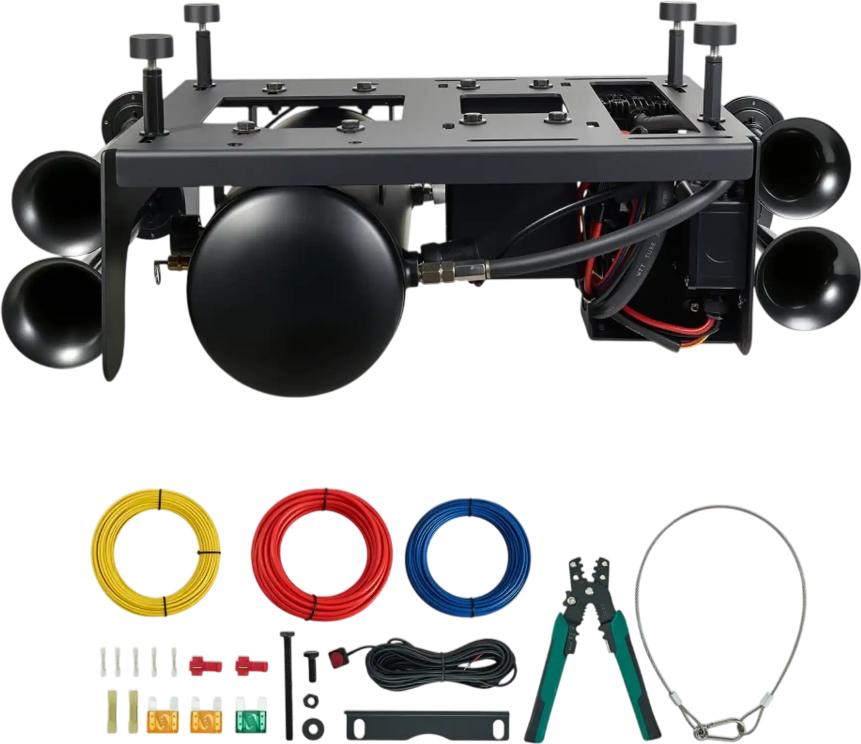Vevor Air Horn Kit 4-Trumpet 150PSI 2.64 Gal 150dB Train Horn for 12V Trucks SUVs Off-Road Vehicles New