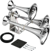 VEVOR 3-Trumpet Air Horn 150dB Super Loud Train Horn for Trucks SUVs, Fits 12V/24V Vehicles & Boats, Powerful Sound, Strong Penetration, Built-in Solenoid Valve, High Airtightness, Heavy-Duty Metal