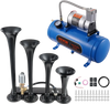 VEVOR Train Horns Kit, 4 Trumpet Air Horn Kit, 150dB Train Horns for Pickup Trucks, 12V 120 psi Air Compressor 1.6 Gal/6 L Tank with Gauge for Any 12V Vehicle Car Truck Train Van Boat
