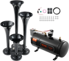VEVOR Train Horns Kit, 4 Trumpet Air Horn Kit, 150dB Train Horns for Pickup Trucks, 12V 120 psi Air Compressor 0.8 Gal/3 L Tank with Gauge for Any 12V Vehicle Car Truck Train Van Boat