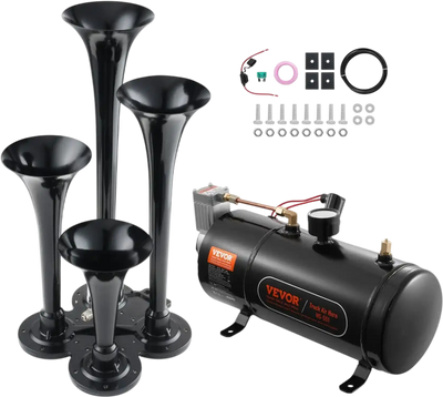 Vevor Train Horn Kit 4 Trumpet 150dB Air Horn with 12V Compressor and 0.8 Gal Tank New