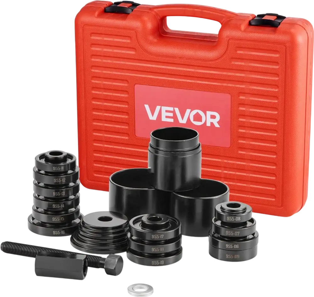 VEVOR Wheel Bearing Press Kit, 23 PCS FWD Bearing Puller Tools, for Front Wheel Drive Bearing Removal and Installation, Wheel Bearing Tool with Sliding Screw, Bushings, Sleeve Plates, Storage Case