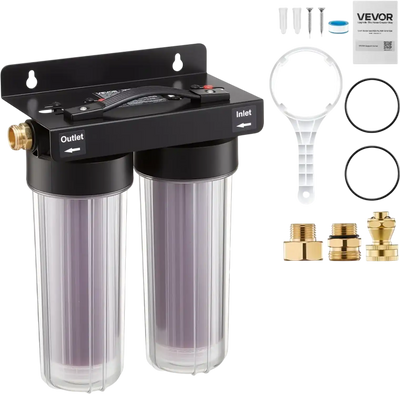 VEVOR Deionized Water System for Car Wash, Spotless Car Wash Water System with 2 x 0.5L Color Changing Resin, Spot-Free Deionized Water Filter for Cars RVs Motorcycles Windows