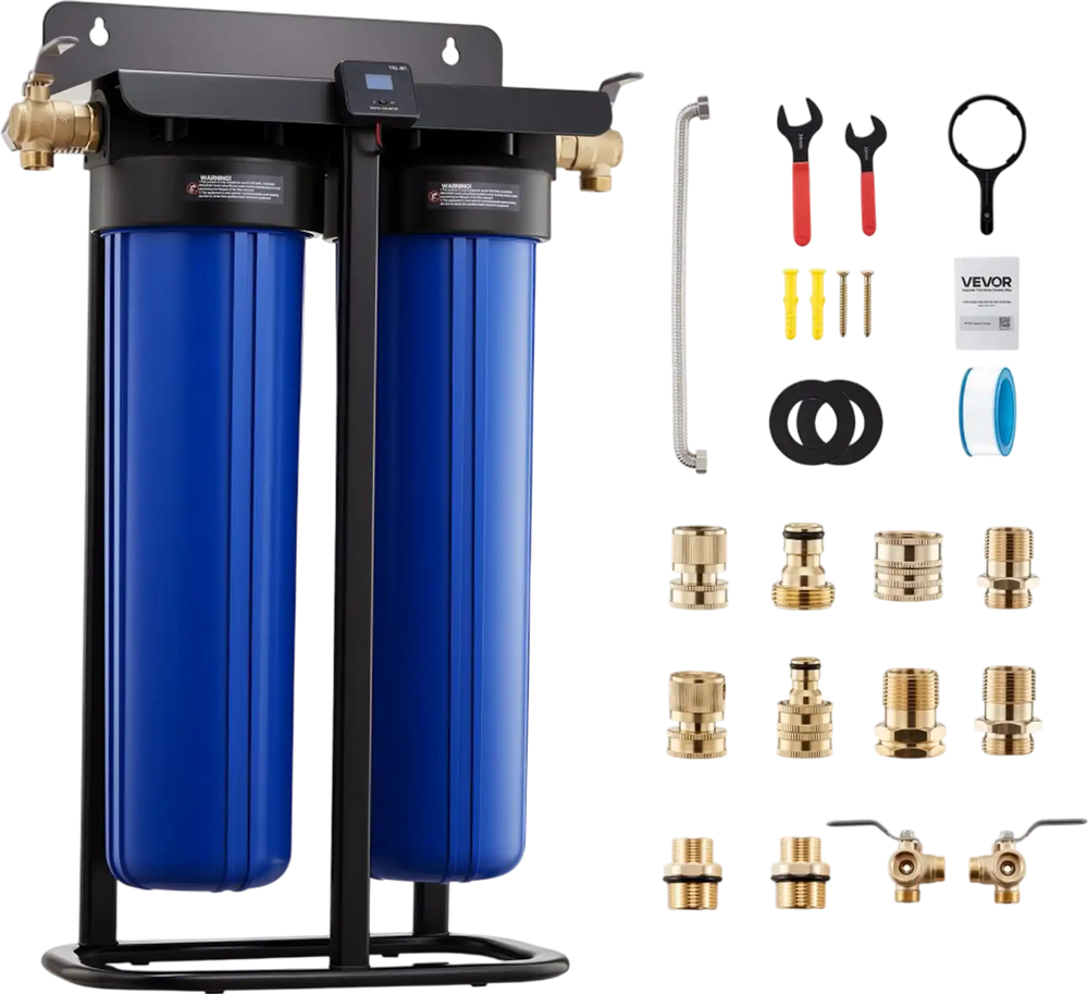 VEVOR Deionized Water System for Car Wash, Spotless Car Wash Water System with 2 x 4L DI Resin, TDS Meter & Bypass Valve, Spot-Free Deionized Water Filter for Cars RVs Motorcycles Windows