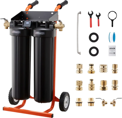 VEVOR Deionized Water System for Car Wash, Spotless Car Wash Water System with 2 x 4L DI Resin, Bypass Valve & TDS Meter, Portable Sport-Free Water Deionizer Filter for Cars RVs Windows