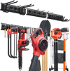 VEVOR Garage Tool Organizer 49.5 Inch 600 lbs Wall Mount Garden Tool Rack, Heavy Duty Garage Hanging Storage Rack Organization with 3 Rails and 12 Adjustable Hooks, for Yard Tools, Shovel, Rake, Shed