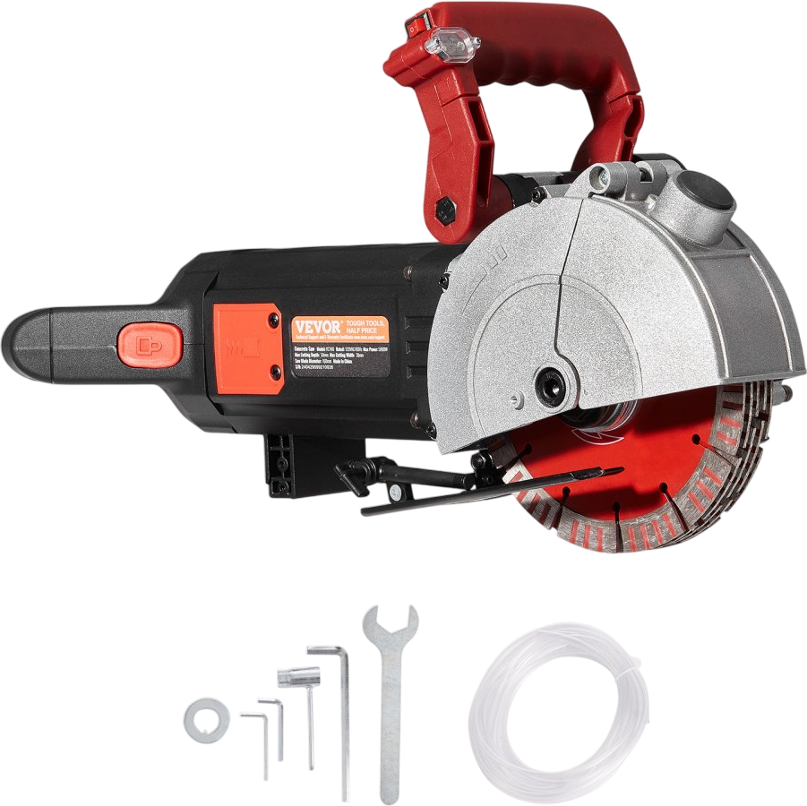 VEVOR Wall Chaser, 2500W 38mm/1.5" Cutting Width,Wall Groove Cutting Machine 52mm/2" Cutting Depth,Wall Slotting Machine With 5 Saw Blades 6.3" Diameter 6300r/Min,One-time Forming Dustless