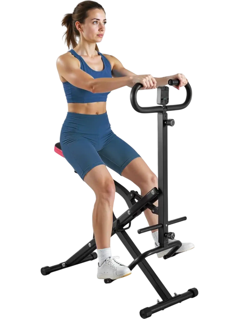 VEVOR Squat Machine, Deep Squat Rowing Machine for Home, Easy Setup & Foldable Exercise Equipment, Glute Trainer Machine with 12-Gear Adjustable Resistance, Glutes & Leg Home Workout Machine, Black
