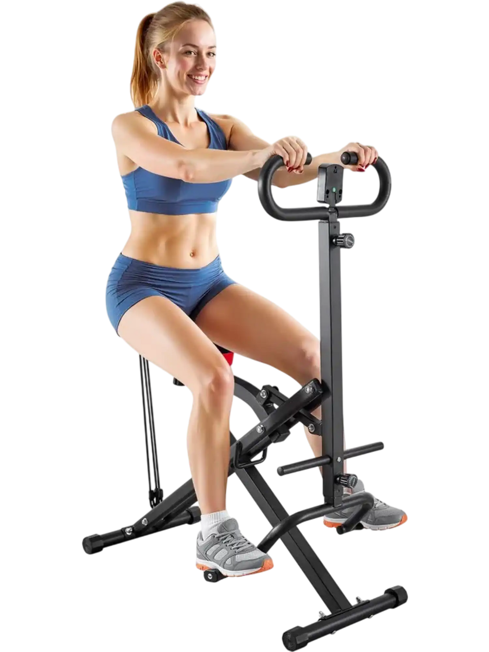 VEVOR Squat Machine, Deep Squat Rowing Machine for Home, Easy Setup & Foldable Exercise Equipment, Glute Trainer Machine with 3 High-Strength Resistance Bands, Glutes & Leg Home Workout Machine, Black