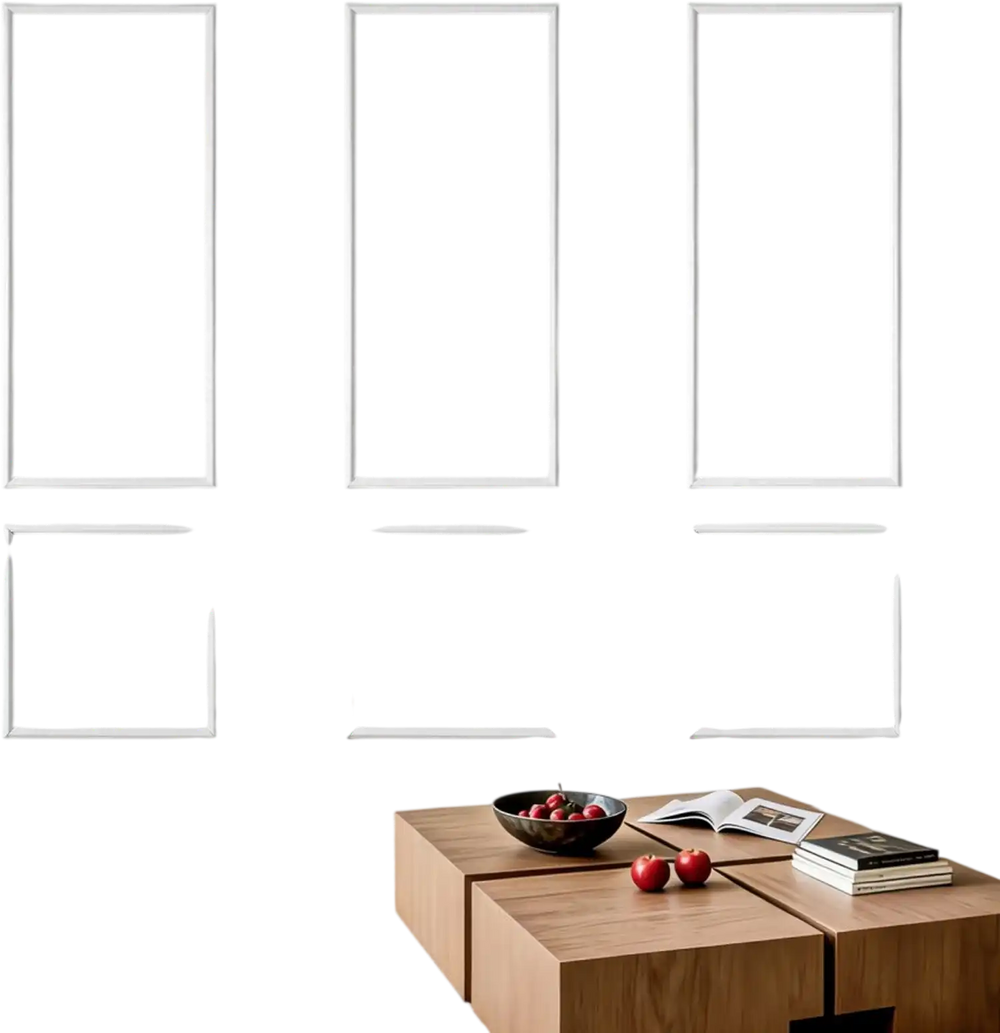 VEVOR Wall Molding 3 Pack, Wainscoting Panels Kit, Lightweight Paintable Polystyrene, Easy to Install, Waterproof Accent Wide Profile Trim for Interior Living Room, Bedroom,White (24x54 + 24x24 in)