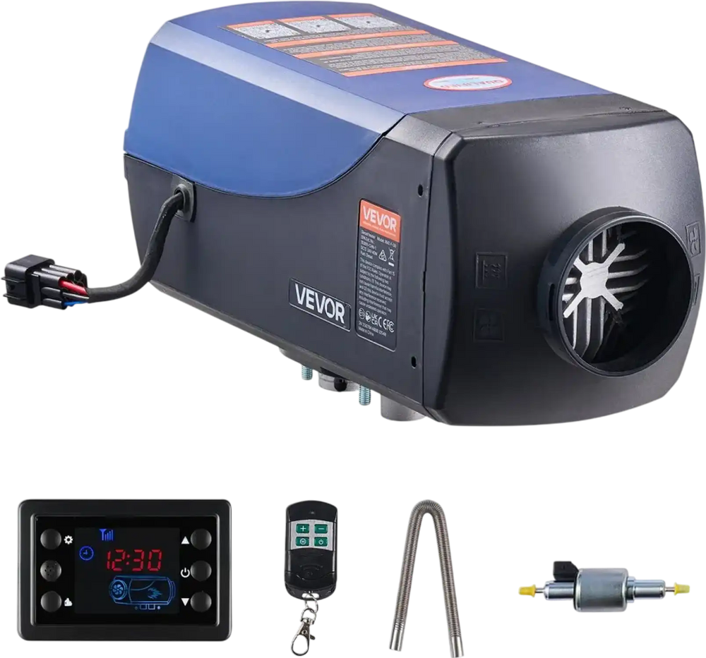 VEVOR Diesel Heater, 8KW, DC 12V/24V, Portable Diesel Air Heater with Remote Control and LCD Screen, Fast Heating Low Noise, 2.6 Gal Large Fuel Tank for Vehicles, Vans, RVs, Campers, and Trucks