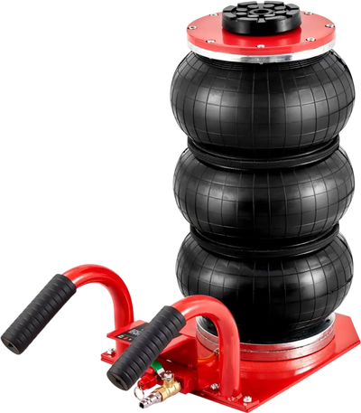 VEVOR Air Jack, 3 Ton/6600 lbs Triple Bag Air Jack, Airbag Jack with Six Steel Pipes, Lift up to 17.7 inch/450 mm, 3-5 s Fast Lifting Pneumatic Jack, with Side Handles for Car, Garage, Repair (Red)
