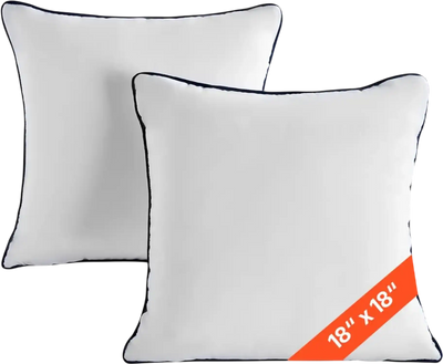 VEVOR 18 x 18 in Throw Pillow Inserts, Set of 2, Firm and Fluffy Decorative Down Alternative Pillows with Polyester Fiber, Square White Cushion with Zipper, for Indoor Bed Couch Sofa and Living Room