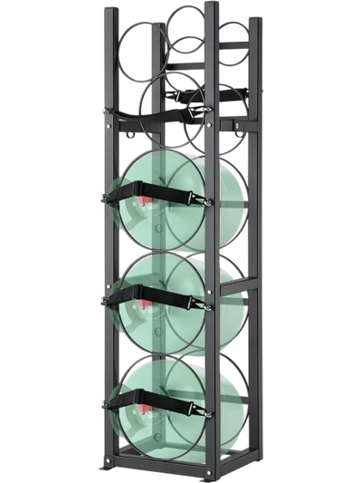 VEVOR Refrigerant Tank Rack, with 3 x 30lbs and Other 3 Small Bottle Tanks, Cylinder Tank Rack 12.79x12.99x47.12 in, Refrigerant Cylinder Rack and Holders for Freon, Gases, Oxygen, Nitrogen