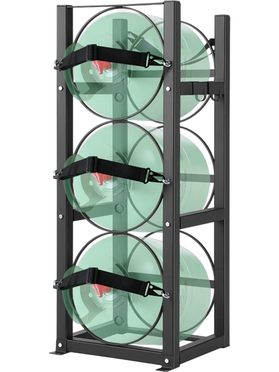 VEVOR Refrigerant Tank Rack, with 3 x 30lbs Bottle Tanks, Cylinder Tank Rack 12.79x12.99x33.07 in, Refrigerant Cylinder Rack Gas Cylinder Racks and Holders for Freon, Gases, Oxygen, Nitrogen