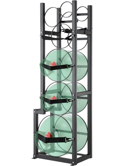 VEVOR Refrigerant Tank Rack, with 1 x 50lb, 2 x 30lb and Other 3 Small Bottle Tanks, Cylinder Tank Rack 15.55x12.99x49.8 in, Refrigerant Cylinder Rack and Holders for Freon, Gases, Oxygen, Nitrogen