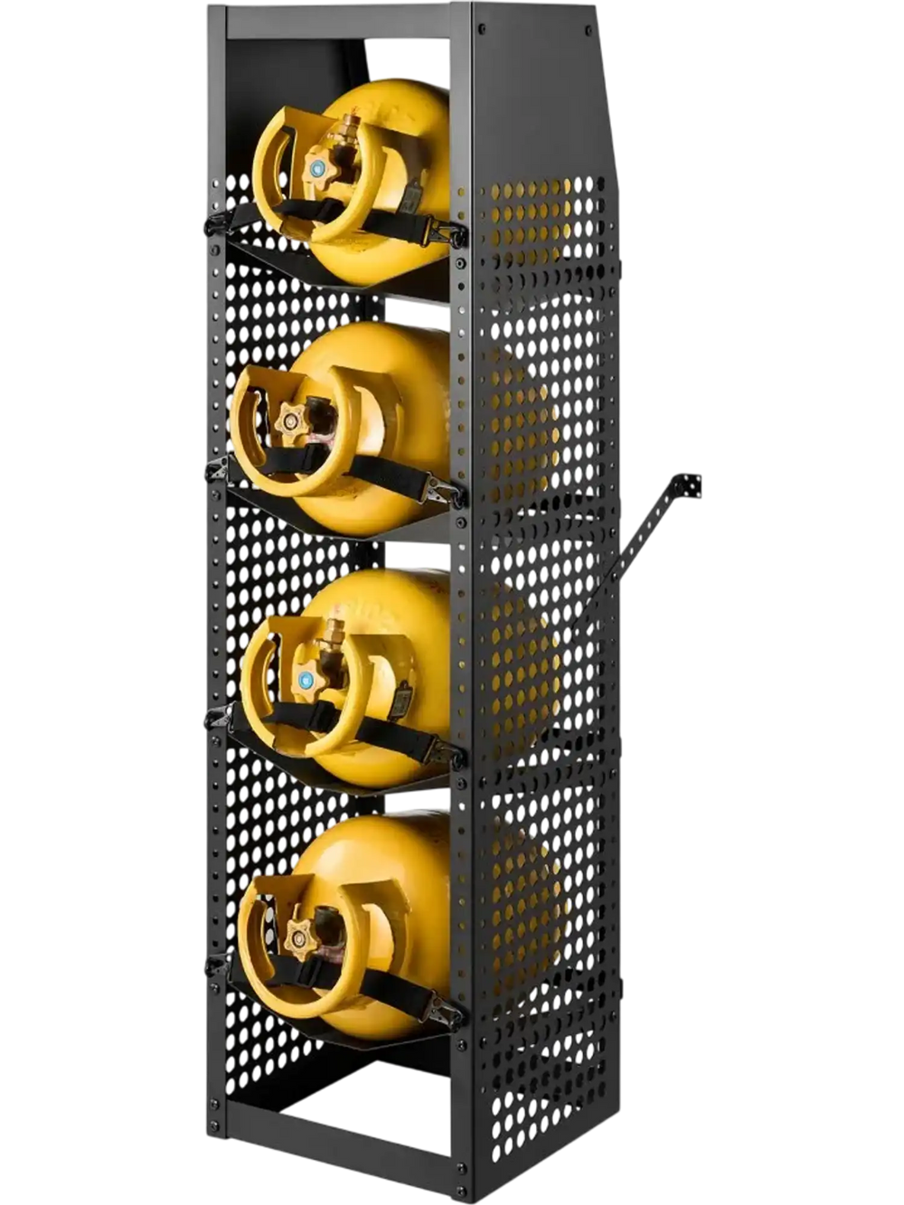 VEVOR Refrigerant Tank Rack, 14.8 x 13 x 52 inches, 4 Tiers for 4 Cylinder, with Top Storage Shelf, Black Powder-Coated Carbon Steel, Cylinder Tank Rack for Cargo Van, Storing Oxygen, and Nitrogen