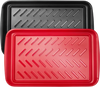 VEVOR Plastic Serving Trays, 2-Pack Grilling Prep and Serve Trays with Handles , 17x10.35 Inch Anti-Slip Melamine Food Tray, Ideal for BBQ, Kitchen, Cafeteria, Ottoman, Coffee Table, Black and Red