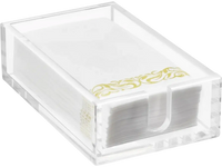VEVOR Acrylic Napkin Holder, 9.1 x 5.5 x 2.6 inch, Clear Bathroom Guest Towel Storage Tray with U-Shaped Opening, Disposable Paper Towel Holder for Bathroom Kitchen Parties Weddings & Various Events