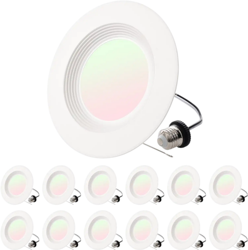 VEVOR 12 Pack LED Recessed Lighting, 5/6 Inch, Retrofit Can Lights, 1050 LM 13W 120V, Selectable 5CCT 2700K/3000K/3500K/4000K/5000K, 10% to 100% Dimmable, Compatible with E26 Base and TP24 Connector