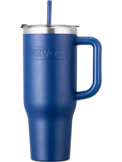 VEVOR 40 oz Insulated Water Bottle, Stainless Steel Sports Coffee Cup with Lid, Handheld Travel Coffee Mug Double Walled, Camping Hydration Flask Leakproof, for Indoor/Outdoor School, Work, Blue